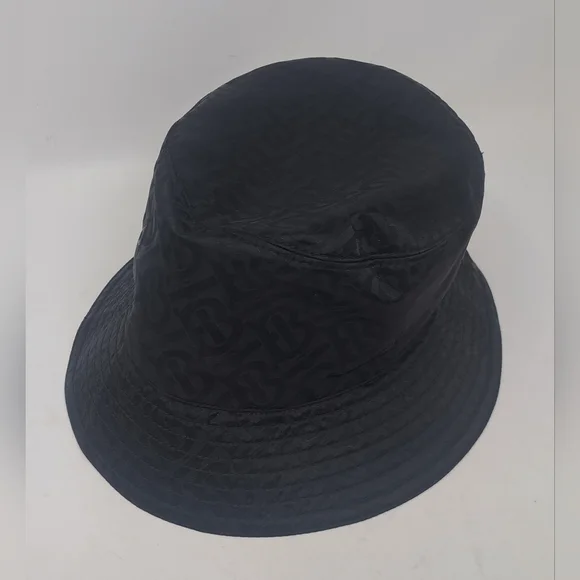 Burberry Men's TB Monogram Nylon Jacquard Bucket Hat Black Italy size Large - Picture 2 of 14